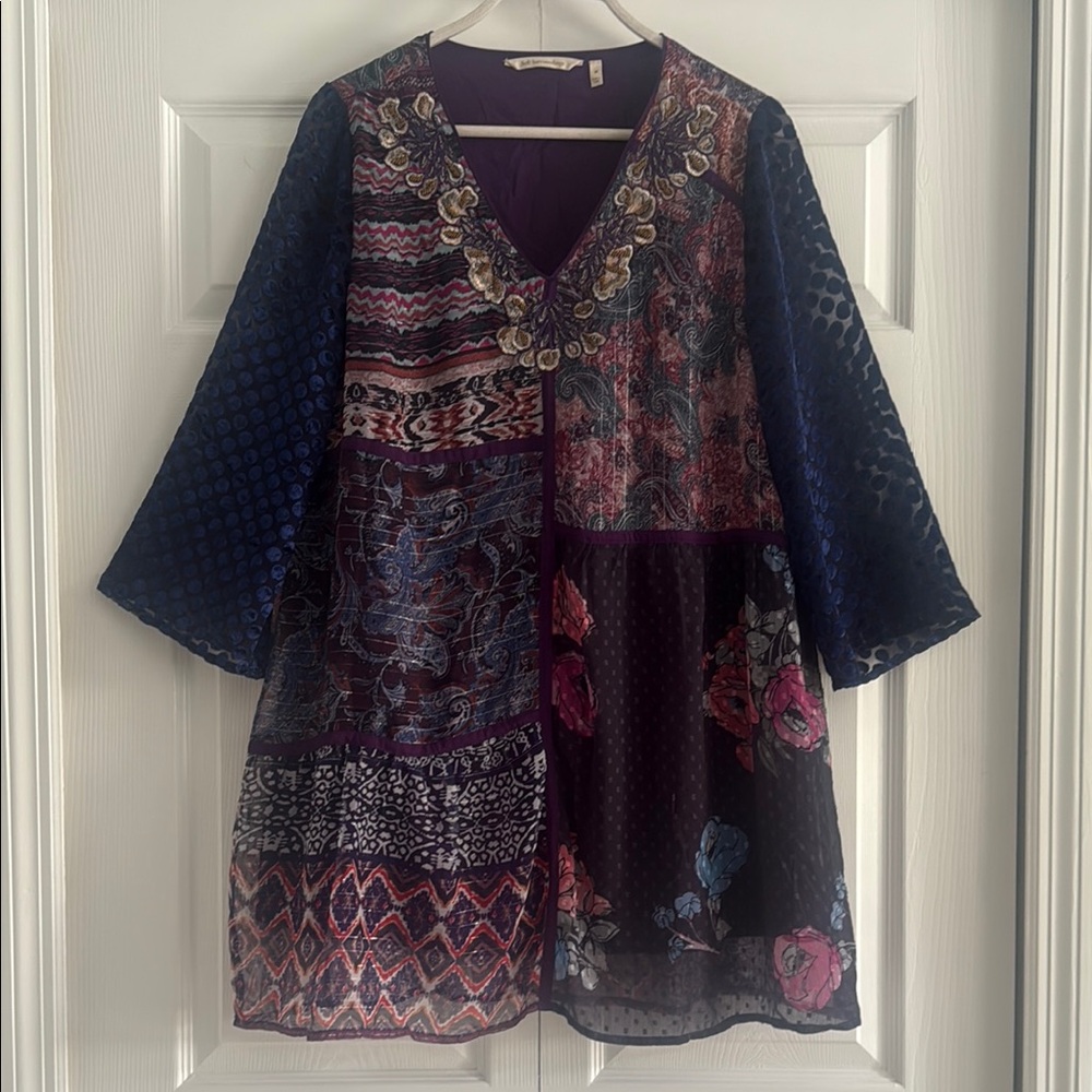 Soft Surroundings Mixed Media Patchwork Style Tunic/Dress - Size Medium